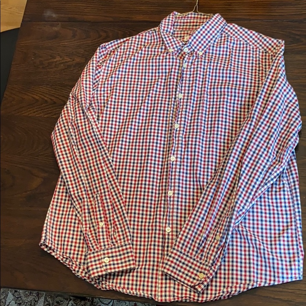 Merona Red/white/Navy Button Up